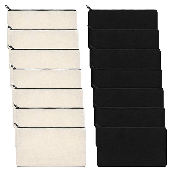 

storage bags 14pcs canvas makeup zipper pouch pencil case blank diy craft cosmetic for travel school