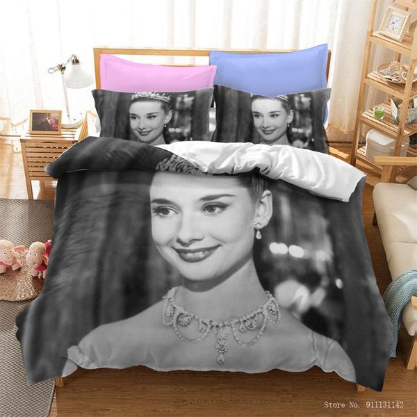 

bedding sets audrey hepburn printed set 3d down quilt cover pillowcase full double single size luxury