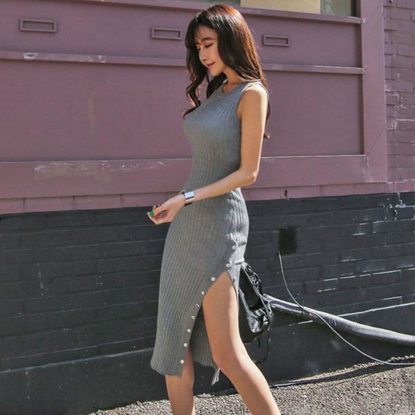 

casual dresses adyce 2021 summer women black bodycon dress tank sleeveless grey striped club celebrity runway party vestidos, Black;gray