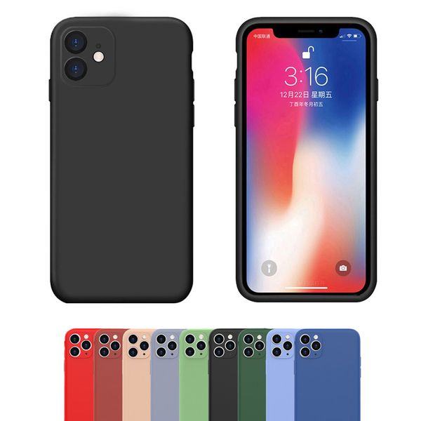 Silicone líquido Soft TPU de borracha de câmera de câmera proteção caixa capa para iphone 12 11 pro max xr xs 6 7 8 plus 5g