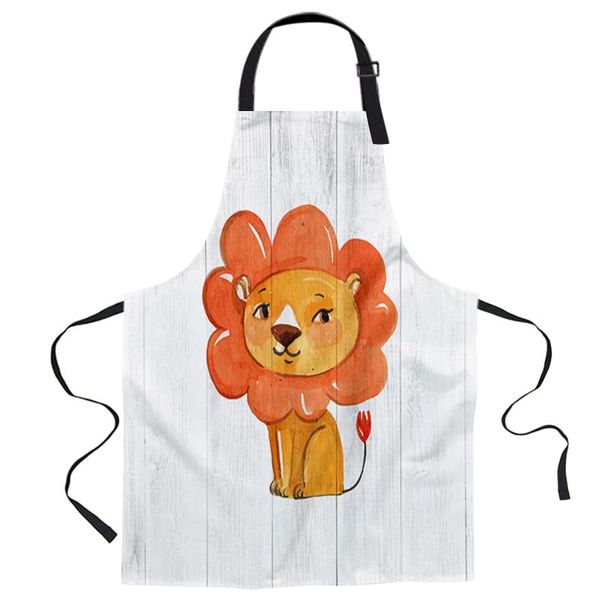 

aprons yellow lion wood grain background apron woman bibs home cooking baking coffee shop canvas kitchen accessory