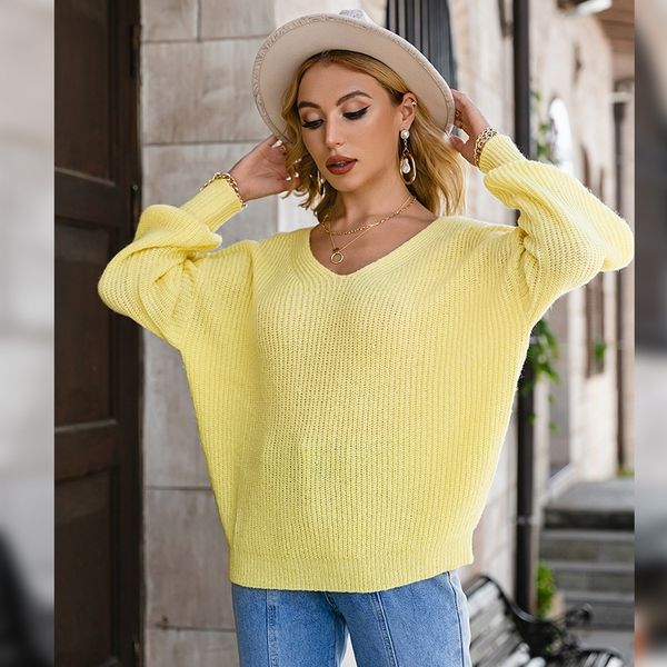 

2021 autumn and winter women's wear solid color casual loose pullover sweater simple temperament lazy sweater, White;black