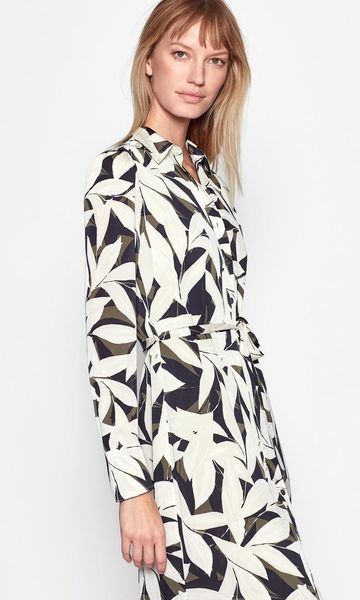 

women's blouses & shirts eq 100% real silk women long sleeve shirt dress, White