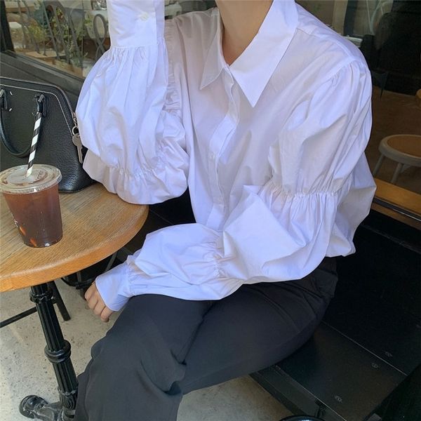 

women's blouses & shirts white chic casual spring solid sweet vintage new gentle streetwear women elegance brief c64o