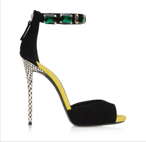

dress shoes 2021 fashion color matching luxury diamond women's sandals summer fish mouth stiletto high heels womens designer, Black