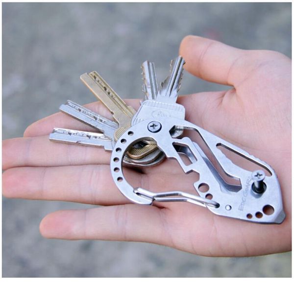 

1pc multi function stainless steel keychain key holder carabiner hook flat spanner wrench for outdoor hiking camping e jlldfz