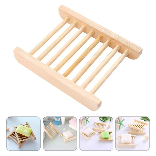 

hangers & racks 6pcs bathroom soap dish tray wooden draining holder storage organizer