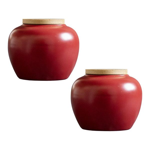 

storage bottles & jars 2pcs ceramic tea can sealing canister portable sealed jar with lid
