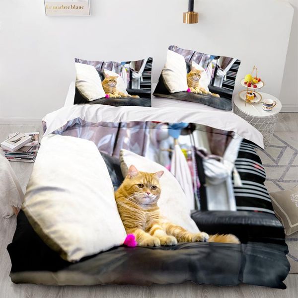 

bedding sets black cat set single twin full  king size cute bed aldult kid bedroom duvetcover 3d anime pet 048