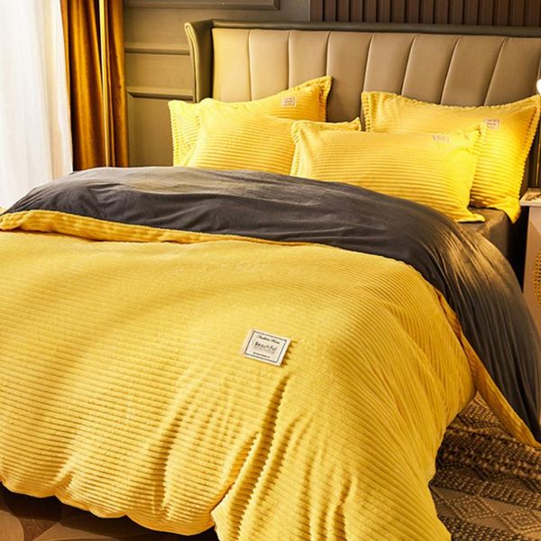 

1.5/1.8m bed coral fleece bedding sets thickened double-sided duvet cover winter warm bed linens flannel quilt covers