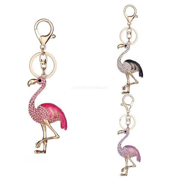 Mode Niedlichen Schlüsselanhänger Flamingo Schlüsselanhänger Geschenktüte Anhänger Dekor Legierung Strass Dropship G1019