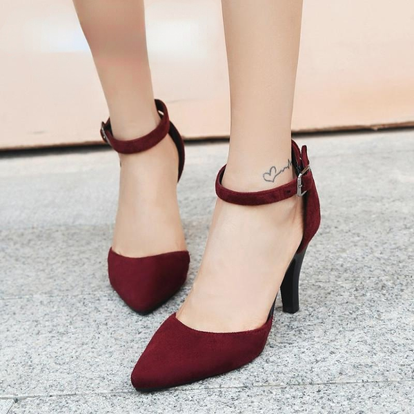 

2021 new pointed high heels women's shoes simple buckle summer elegant party wedding dress shoes banquet party, Black