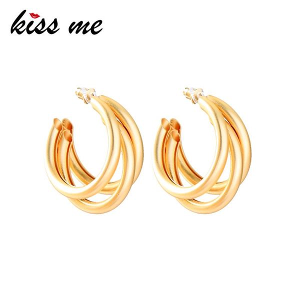 

dangle & chandelier kissme normcore layered round drop earrings for women minimalist ins style matte gold color alloy 2021 fashion jewelry, Silver