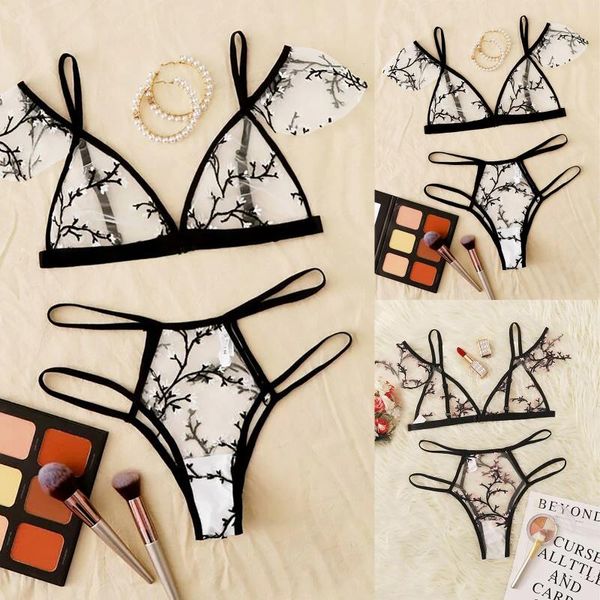

lingerie erotic bra sets underwear for women thin lingerie breathable comfortable bras hollow out g-string erotic set #k, White;black