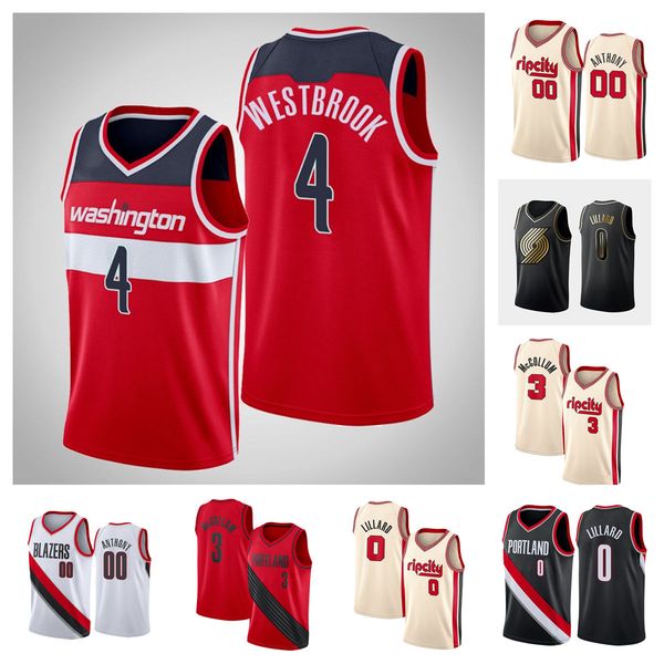 

men team basketball jerseys anthony 0 liliard 3 mccollum good quality size s-xxl, Black;red