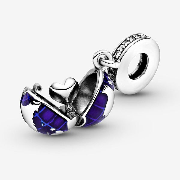 

premium winter 925 sterling silver beads blue planet dangle charm adapting original pandora bracelet christmas jewelry, Black