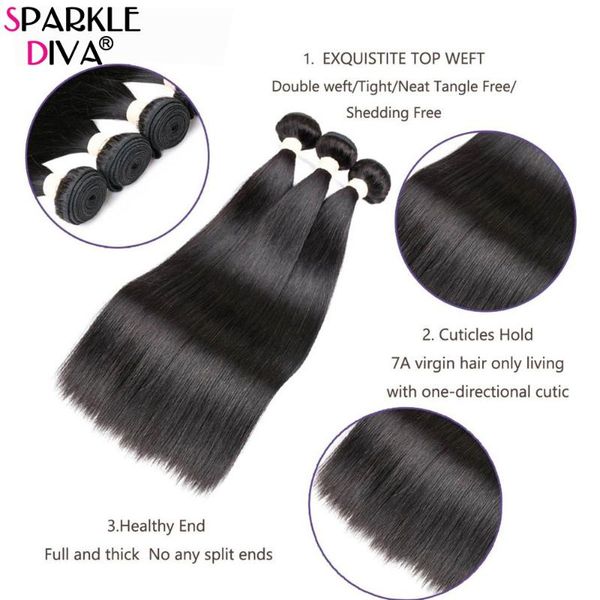 

human hair bulks bone straight bundles with closure brazilian 3 remy, Black