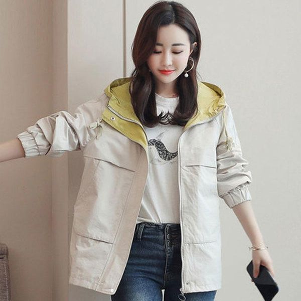 

women's jackets letters hooded women pink zipper light blue beige green loose pocket clothing casual full sleeve outerwear, Black;brown