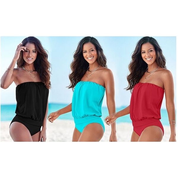 

one-piece bandeau off shoulder swimsuits women bra strapless swimsuit cover rompers bodysuit s-xxl size, White;black