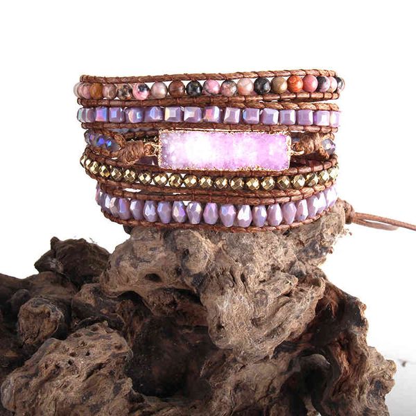 

rh summer fashion women armbander yellow/coral/purple crystal natural stones mixed druzy charm 5x wrap bracelets dropship, Golden;silver