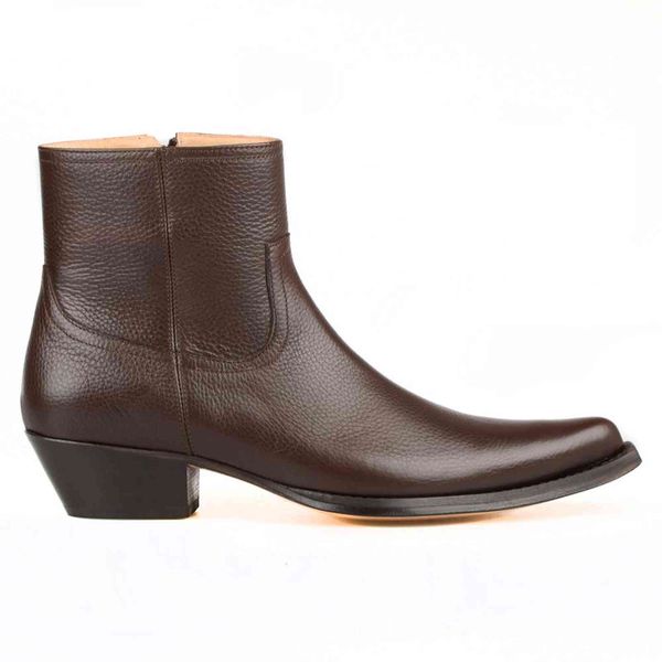 

dress shoes botas de cowboy ocintais clÃ¡ssicas masculinas, pedaleira com zÃ­per bico fino, solas couro feito Ã mÃ£o nkd5, Black
