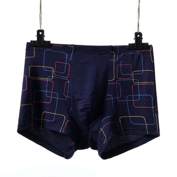 

underpants 4 pcs/lot modal men boxer breathable soft comfortable underwear large size 6xl 7xl print geometry loose elasticity stretch, Black;white