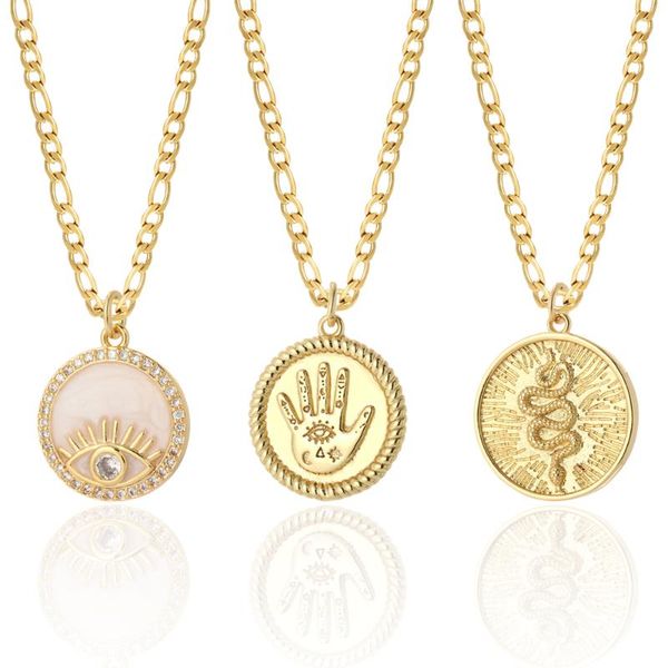 

pendant necklaces evil blue eye snake necklace for women boho gold long link chain choker collars punk vintage coin female gift, Silver