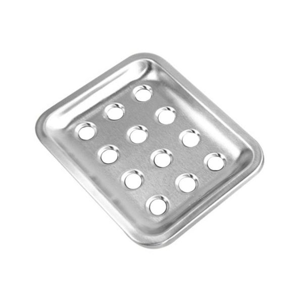 

soap dishes stainless steel dish tray double layer box holder drainer for shower bathroom kitchen (square shape with dot design)