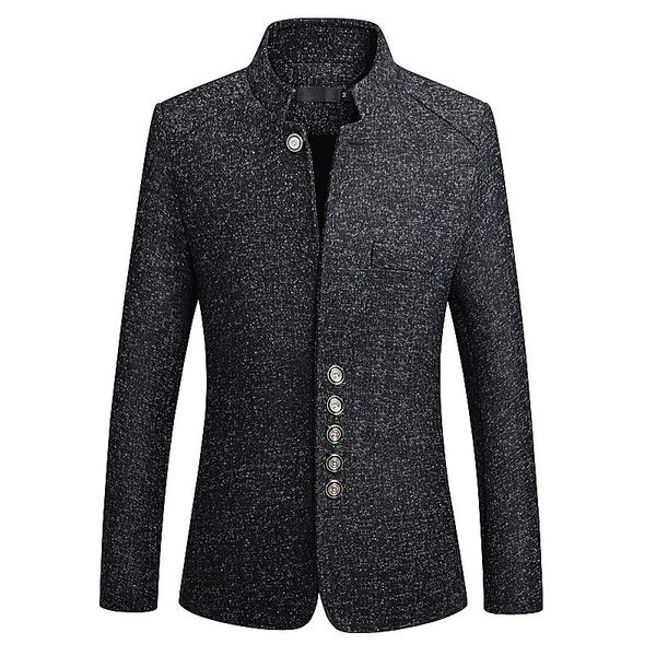 

men's suits & blazers black blazer men business casual stand collar male slim fit mens jacket 2021 big size m-5xl 6xl, White;black