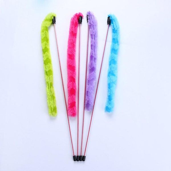 

cat toys pet durable training interactive toy colorful plush strip teaser wand