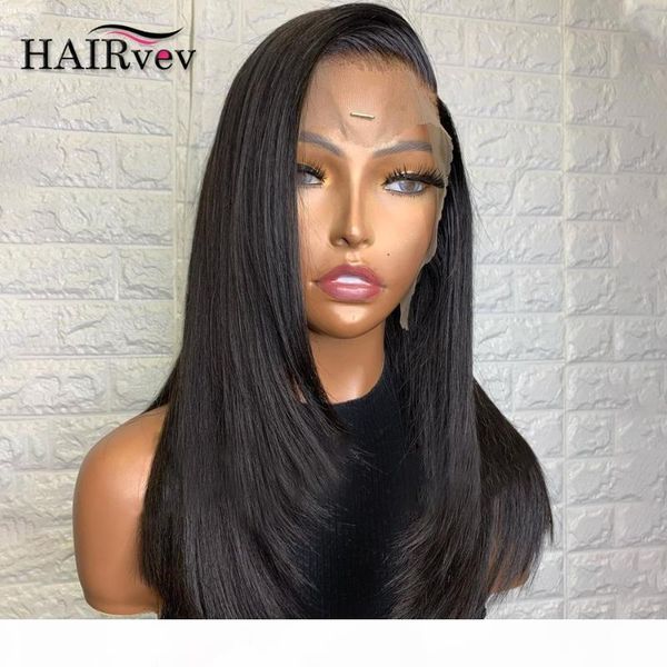 

8-34 inch lace frontal human hair wig straight 13x4 lace front wig remy hair pre plucked closure for black women, Black;brown
