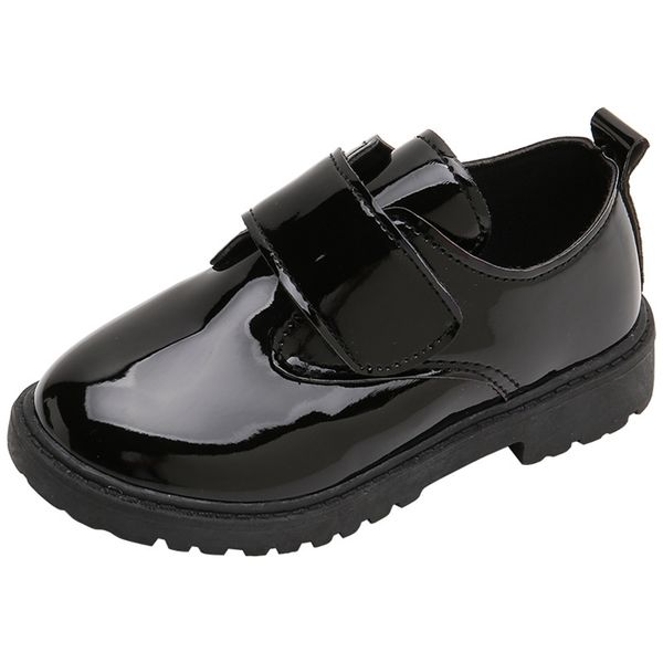 

boys leather shoes for party wedding performance show stage black children teenagers casual flats kids patent leather shoes soft 210306, Black;red