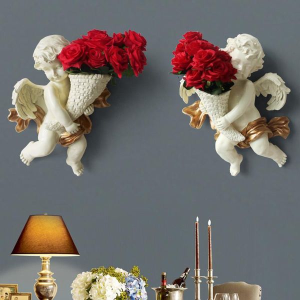 

[vip] european wall hanging three-dimensional angel vase home decor living room tv background bedside wall decoration pendant