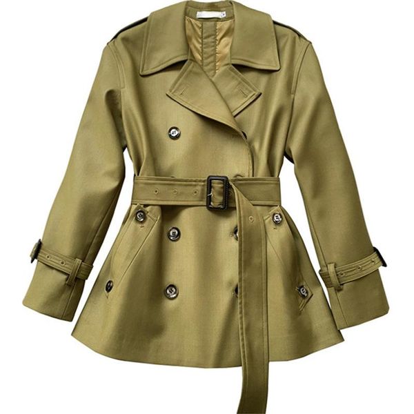 

women's trench coats spring autumn coat women double breasted with belt short female korean chic outwear abrigo mujer khaki, Tan;black