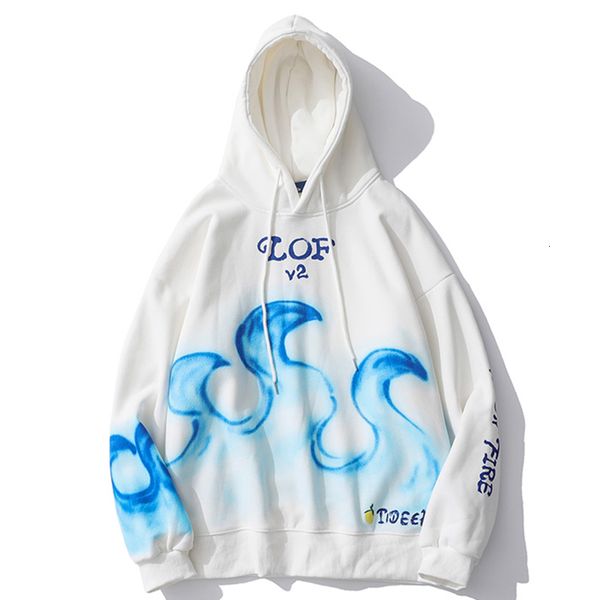 

2021 harajuku hoodie men hip hop flame pattern sweatshirt 100% cotton streetwear oversize hooded autumn new male hoodies xgmu, Black