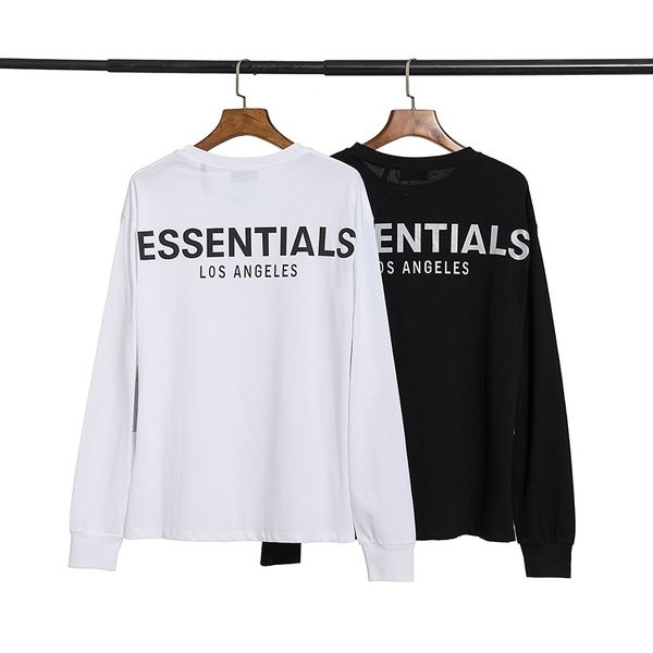 

new fashion br ess reflective high street men's women's same couple letter round neck long sleeve t-shirt in spring and summer, Black