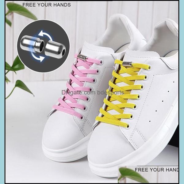 

shoe parts & accessories shoes no tie shoelaces round metal locking elastic shoelace suitable for all kinds of sneakers lazy laces drop deli, White;pink