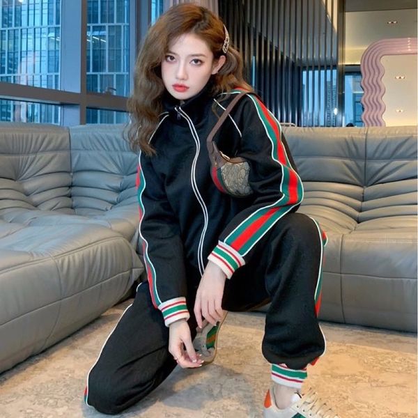 

correct version 2021 autumn jacquard contrast knit zipper suit baseball jacket couple, White;black