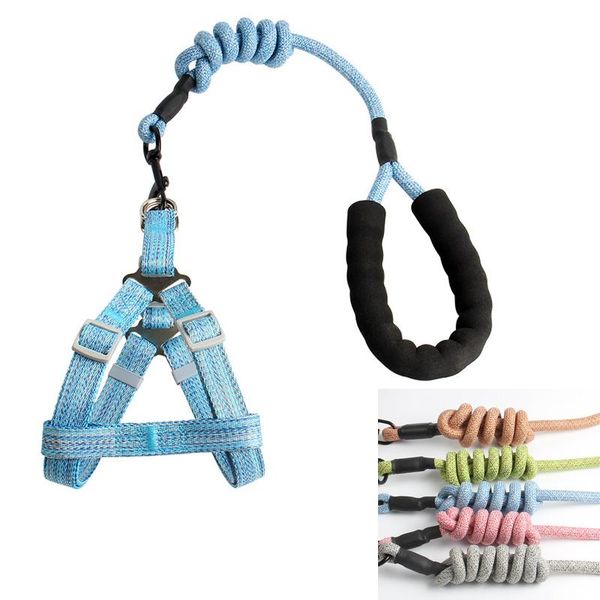 

dog collars & leashes nylon pet harness adjustable puppy collar for small dogs medium vest walking lead leash arnes perro