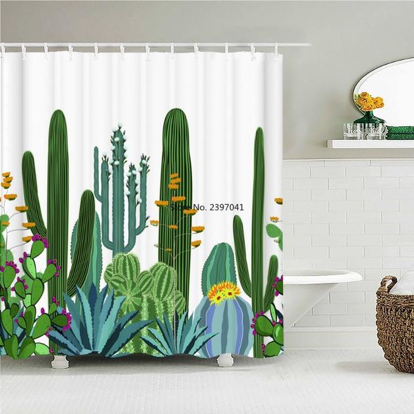 

shower curtains green plant small fresh cactus curtain bathroom waterproof polyester multi-size 3d printing for