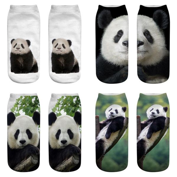 

men's socks 1 pair 2,021 fashion panda 3d printing short tube female ship single side, Black