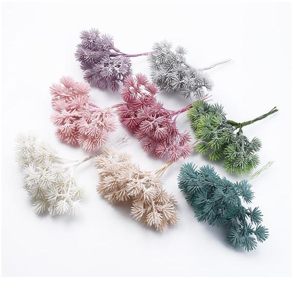 

6pcs artificial plants wholesale wedding bridal accessories clearance home decor christmas wreath diy gifts fake leaf gy qylmhk