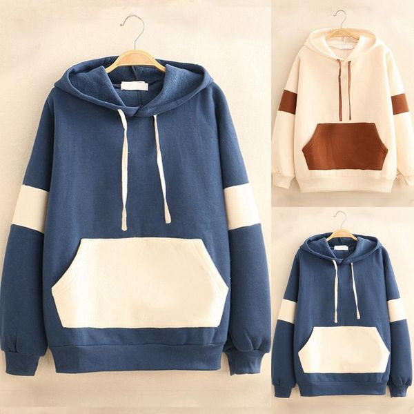 

women's hoodies & sweatshirts fashion for teen girls oversized women casual print sweatshirt long sleeve splice patchwork woman clothe, Black