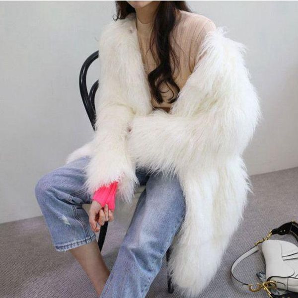 

women's fur & faux 2021 coat whom long wool imitation beach young fashion han edition maomao season, Black
