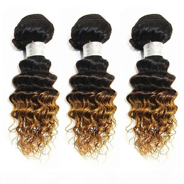

dilys ombre color deep curly hair extensions 3 or 4 bundles three tone remy hair brazilian peruvian virgin human hair weaves 10-28 inch, Black