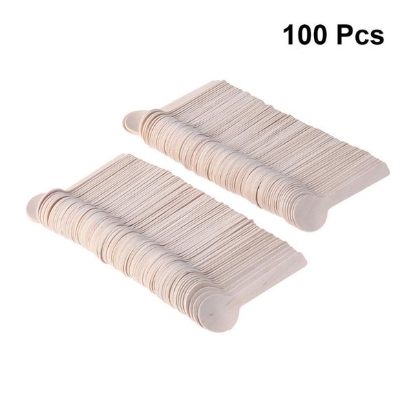 

spoons 100pcs disposable wood tableware party cutlery birthday dinnerware for jelly ice cream dessert 100mm