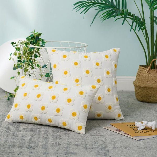 

cushion/decorative pillow home decor cushion cover daisy floral geometric 45x45cm/30x50cm yellow blue embroidery soft cozy for living room
