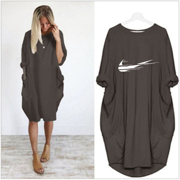 

2021 new casual loose es women long sleeve autumn spring female plus size pockets print party vestidos fiesta rlhj pe5t, Black;gray