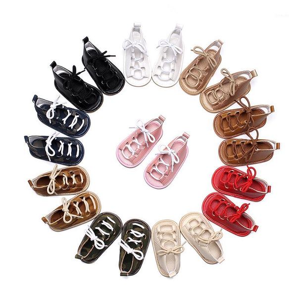 Sandalen Sommer Baby Mädchen Flache Absätze Schnürung Kleinkind Rom Junge Gladiator Kinder PU Leder