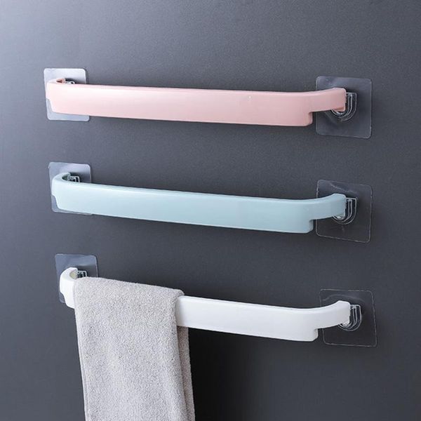 

towel racks 1pc self-adhesive holder punching wall mounted bathroom bar rack shelf roll paper hanging